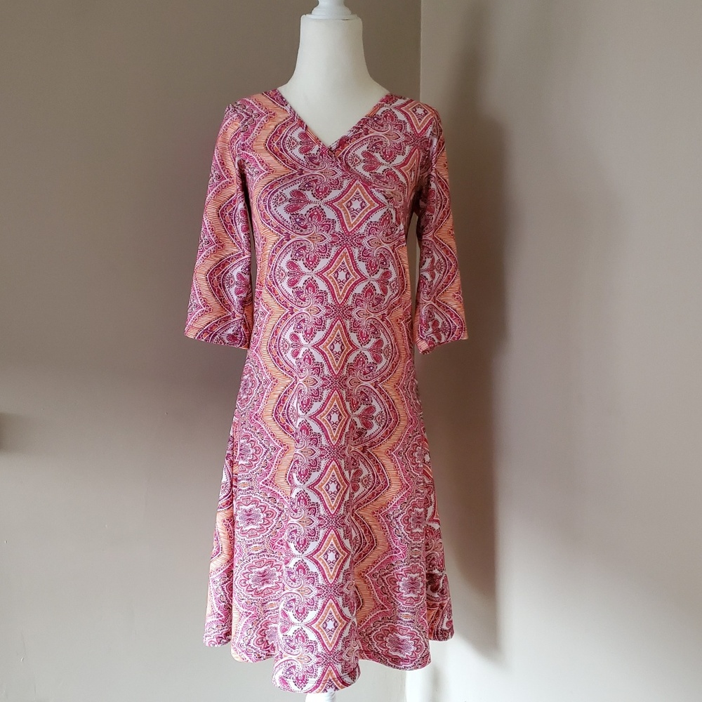 prAna Nadia Bali Print Faux Wrap Dress Size Small